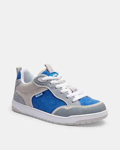 COACH®,C203 SNEAKER IN SIGNATURE CANVAS,Blueberry,Front View