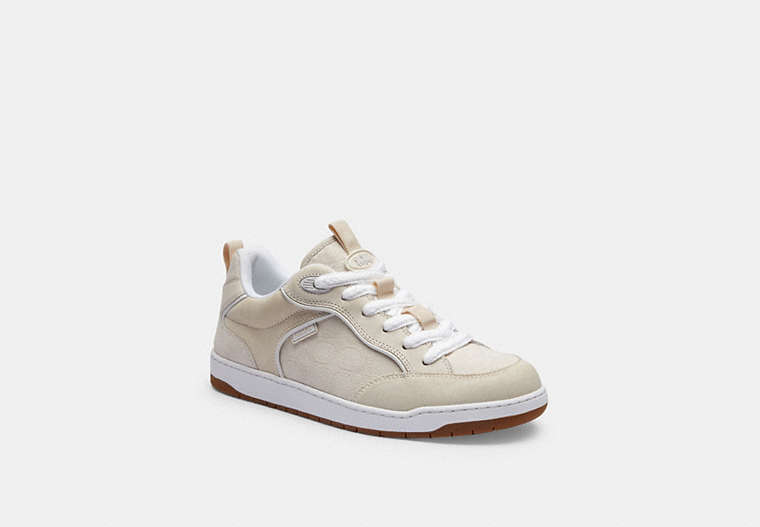 COACH®,C203 SNEAKER IN SIGNATURE CANVAS,Chalk,Front View