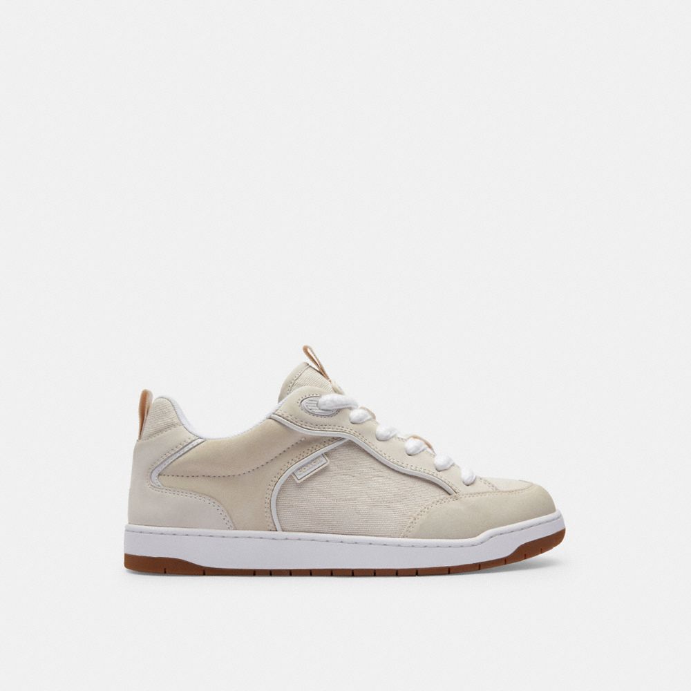 COACH®,C203 SNEAKER IN SIGNATURE CANVAS,Chalk,Angle View