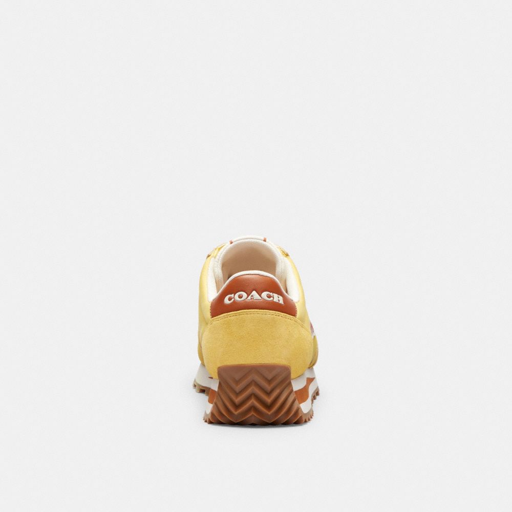 COACH®,Runner Sneaker,Leather,Suede,Nylon,Lining Fabric,Casual,Mixed Media,Color Block,Casual,Yellow,Alternate View