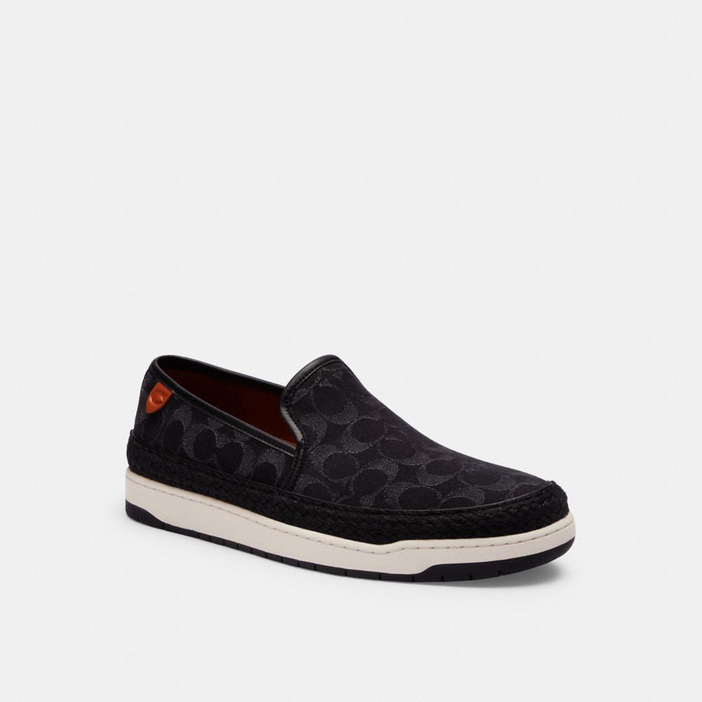 COACH®,MILES ESPADRILLE IN SIGNATURE DENIM,Black Denim,Front View