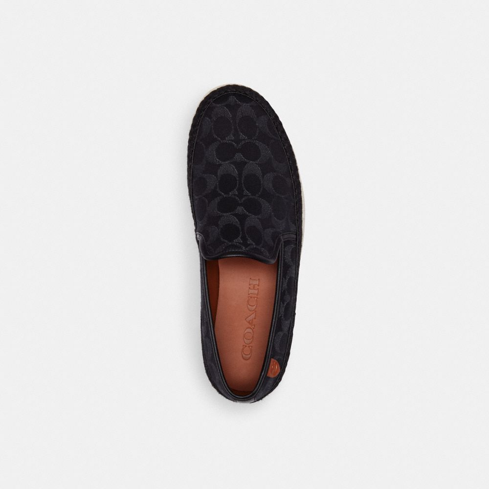 COACH®,MILES ESPADRILLE IN SIGNATURE DENIM,Black Denim,Inside View,Top View