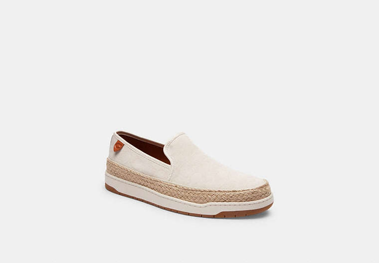 COACH®,MILES ESPADRILLE IN SIGNATURE JACQUARD,Chalk,Front View