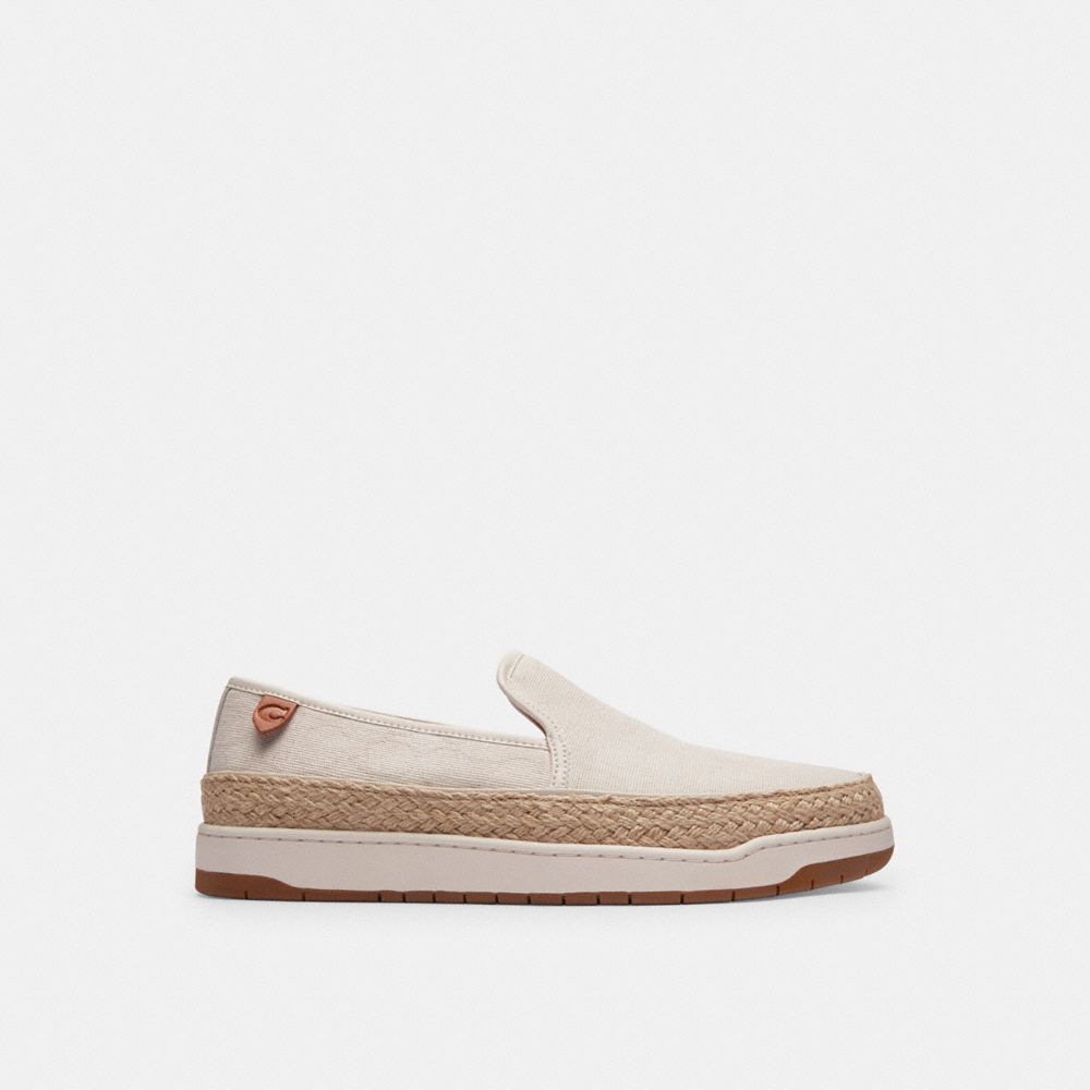 COACH®,MILES ESPADRILLE IN SIGNATURE JACQUARD,Chalk,Angle View