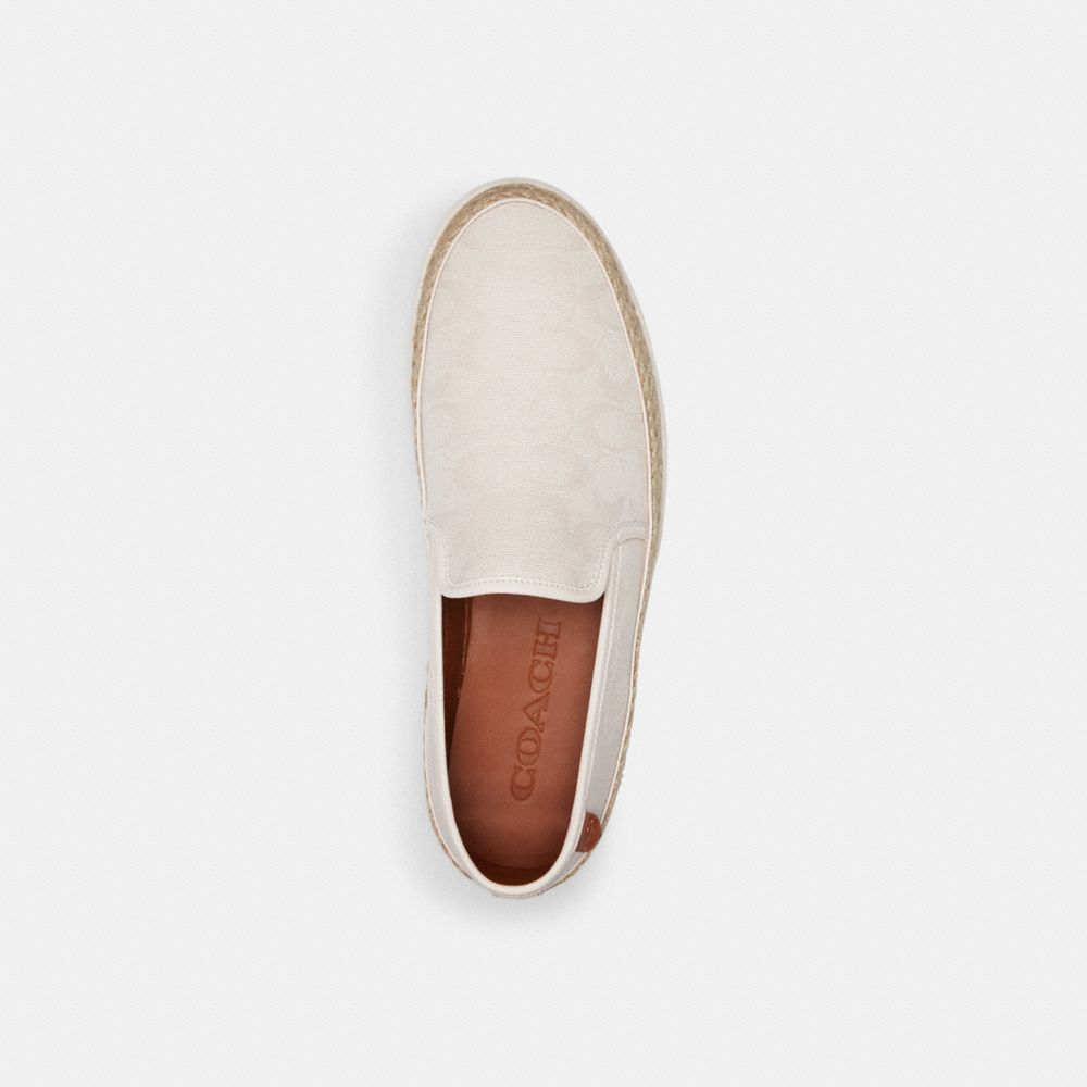 COACH®,MILES ESPADRILLE IN SIGNATURE JACQUARD,Chalk,Inside View,Top View