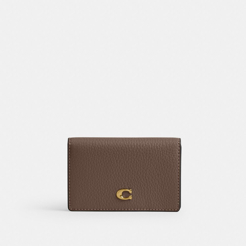 COACH®,エッセンシャル ビジネス カード ケース,カード ケース＆定期入れ＆名刺入れ,ﾌﾞﾗｽ/ﾀﾞｰｸ ｽﾄｰﾝ