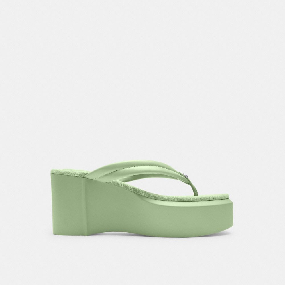 COACH®,FRANKI FLIP FLOP IN SIGNATURE JACQUARD,Pale Pistachio,Angle View