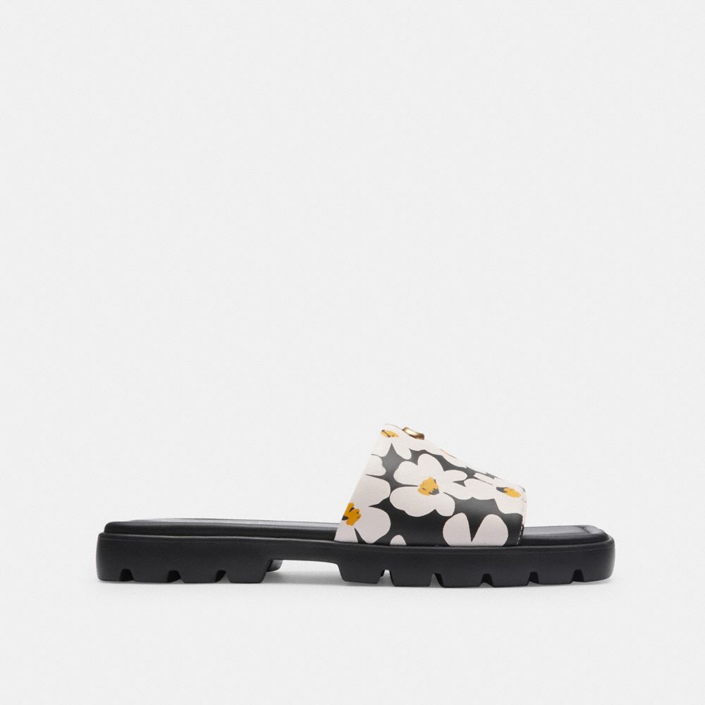 COACH®,FLORENCE SANDAL WITH FLORAL PRINT,Chalk Multi,Angle View