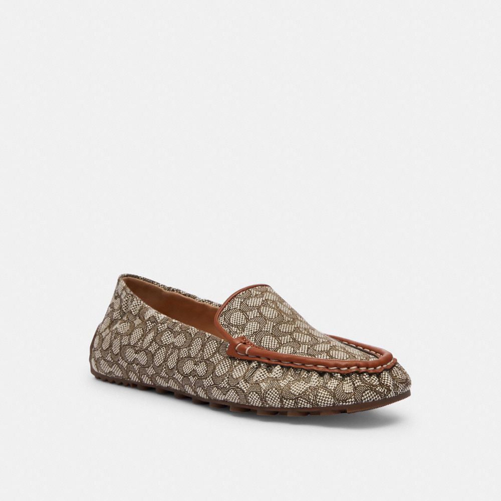 COACH®,RONNIE LOAFER IN SIGNATURE JACQUARD,Cocoa/Burnished Amber,Front View image number 0