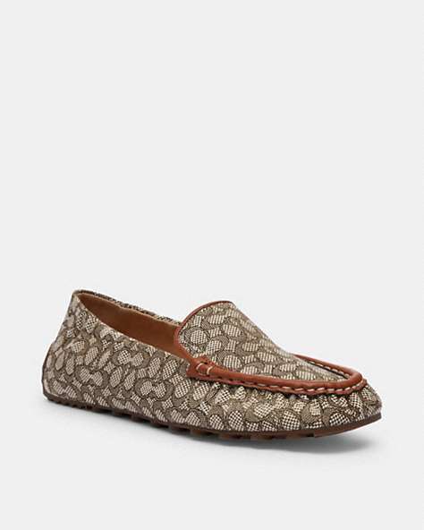 COACH®,RONNIE LOAFER IN SIGNATURE JACQUARD,Cocoa/Burnished Amber,Front View