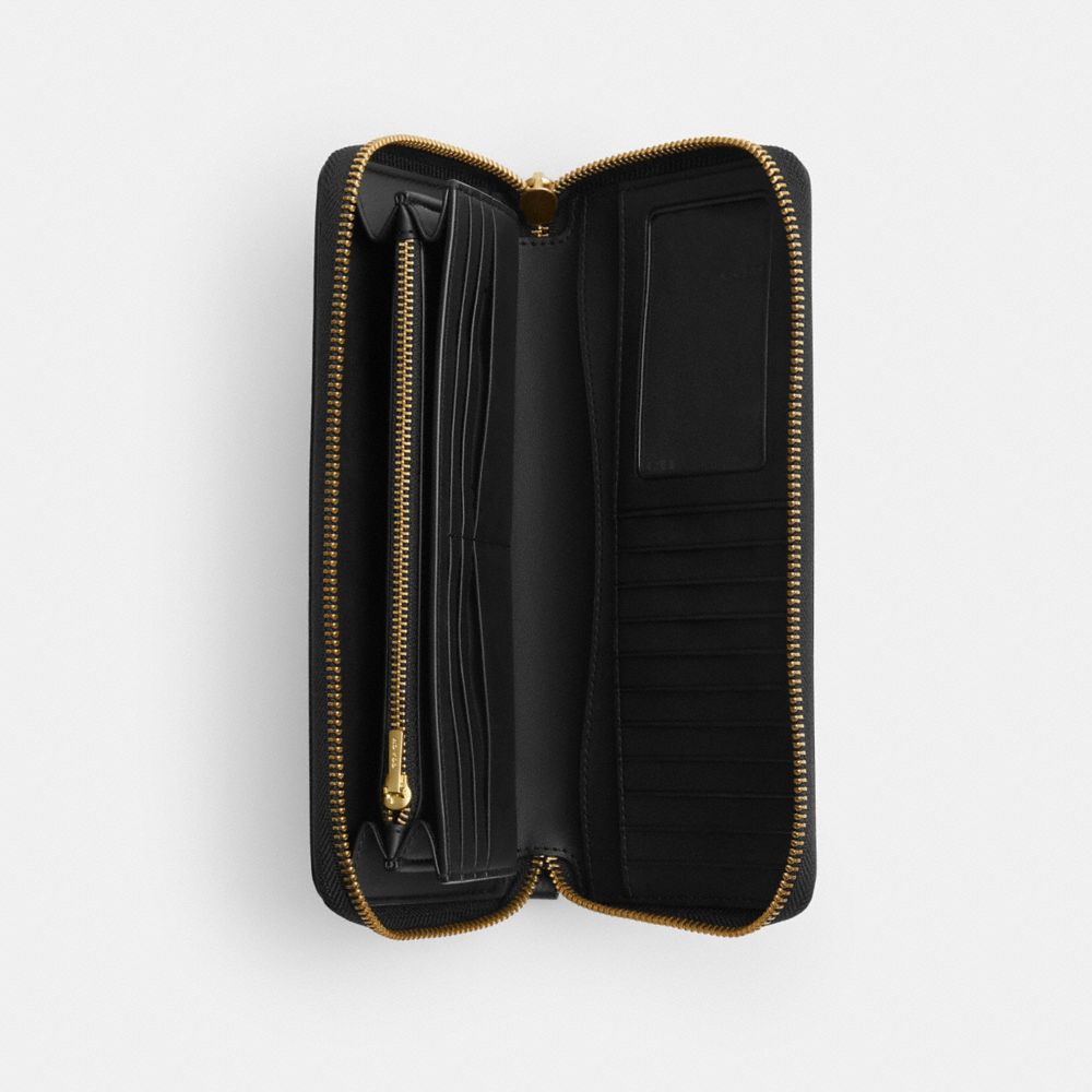 COACH®,ESSENTIAL CONTINENTAL WALLET,Mini,Brass/Black,Inside View,Top View