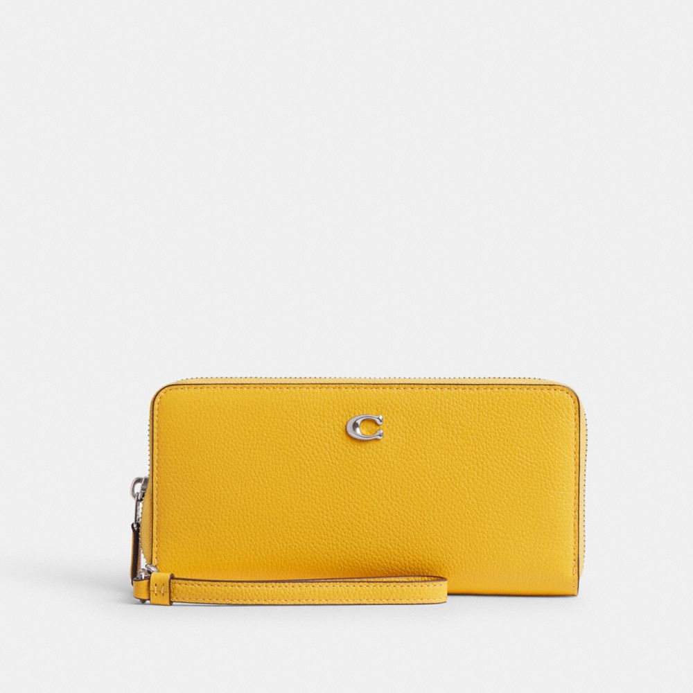 COACH®,ESSENTIAL CONTINENTAL WALLET,Mini,Silver/Canary,Front View