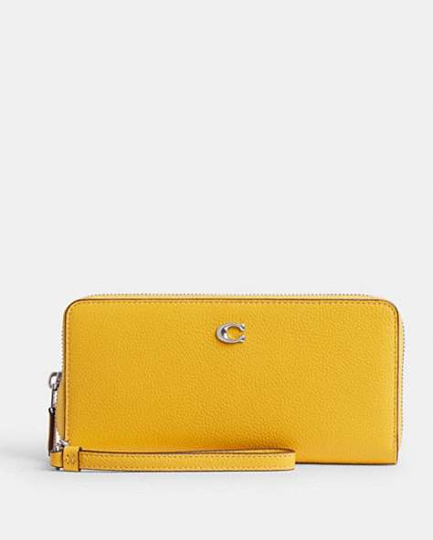 COACH®,ESSENTIAL CONTINENTAL WALLET,Mini,Silver/Canary,Front View