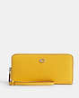 COACH®,ESSENTIAL CONTINENTAL WALLET,Mini,Silver/Canary,Front View