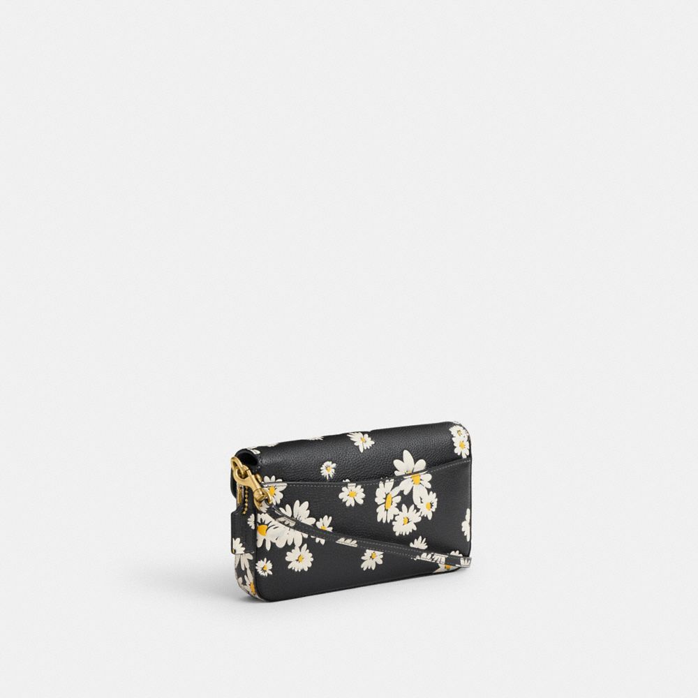 COACH®,WYN CROSSBODY BAG WITH FLORAL PRINT,Polished Pebble Leather,Mini,Brass/Black Multi,Angle View