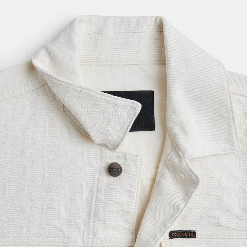 COACH®,ホワイト デニム トラッカー・オーガニック コットン,ジャケット＆アウター,ﾎﾜｲﾄ