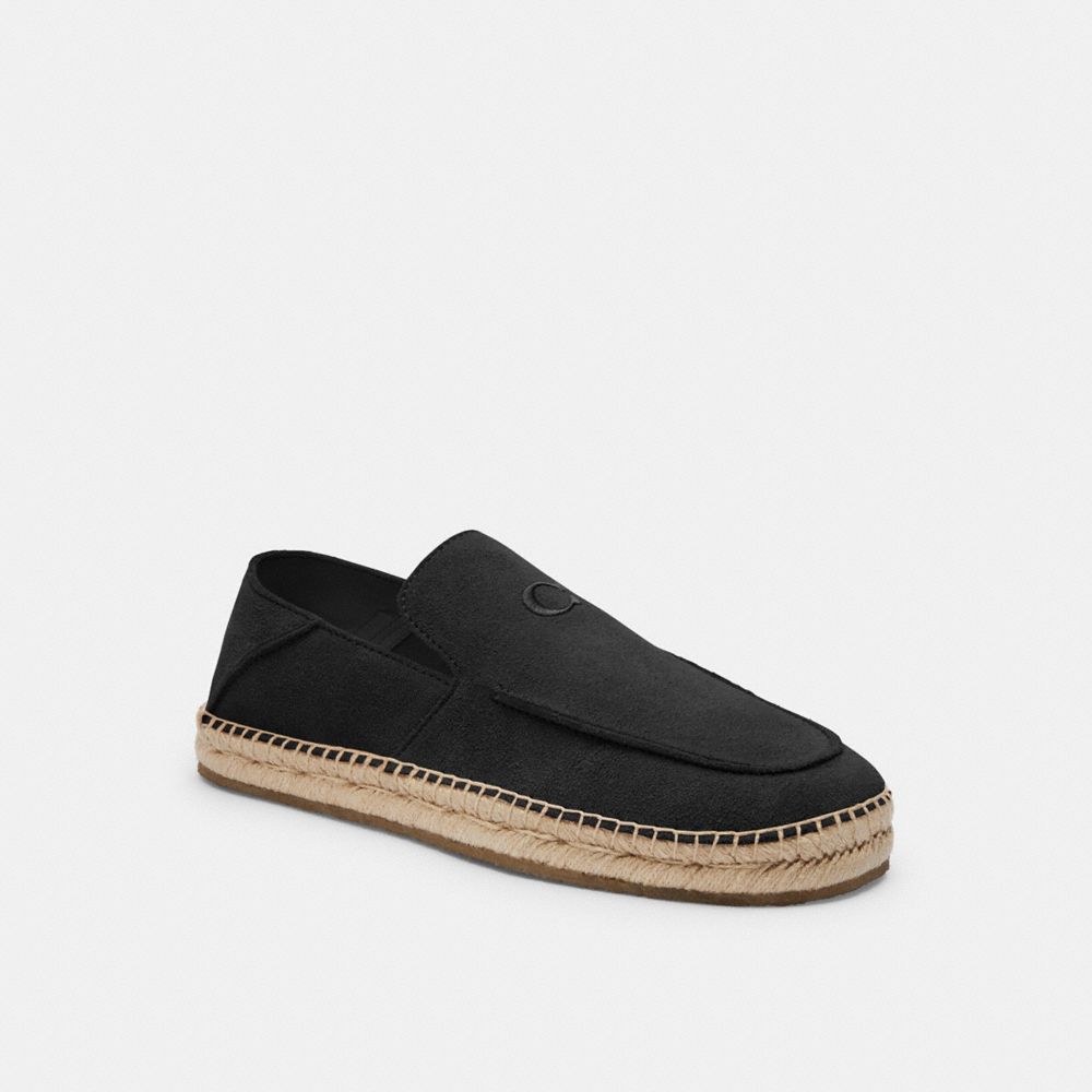 COACH®,REILLY ESPADRILLE,Suede,Black,Front View