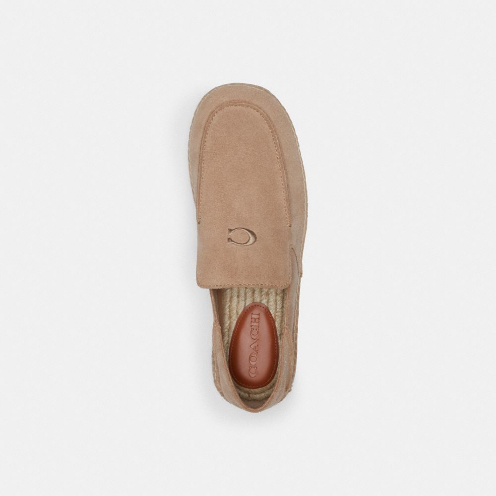 COACH®,Reilly Espadrille,Suede,Velvet,Leather,Rubber,Loafer,Espadrilles,Embroidered,Logo,Casual,Beige,Inside View,Top View