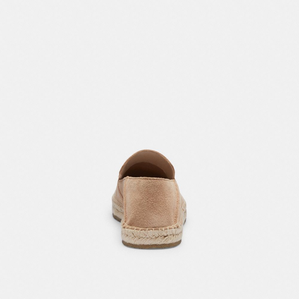 COACH®,Reilly Espadrille,Suede,Velvet,Leather,Rubber,Loafer,Espadrilles,Embroidered,Logo,Casual,Beige,Alternate View