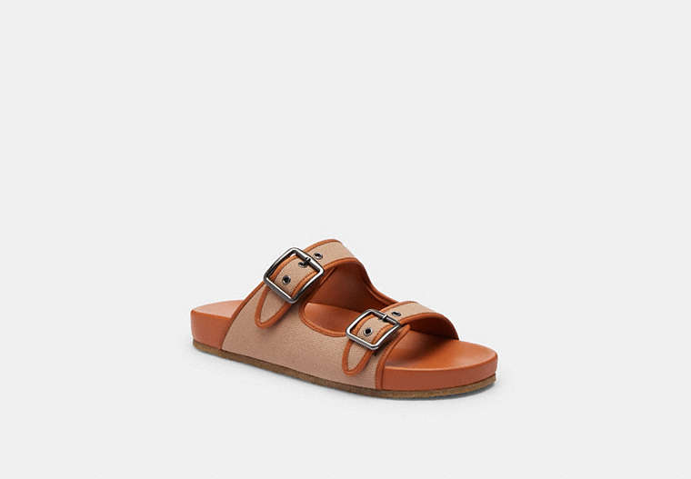 COACH®,BUCKLE STRAP SANDAL,Burnished Amber,Front View image number 0