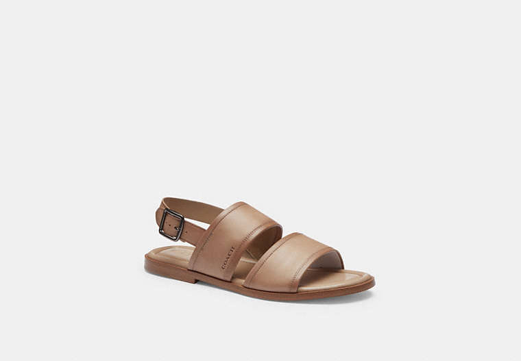 COACH®,JULIAN TWO STRAP SANDAL,Leather,Taupe,Front View