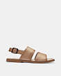 COACH®,JULIAN TWO STRAP SANDAL,Leather,Taupe,Angle View