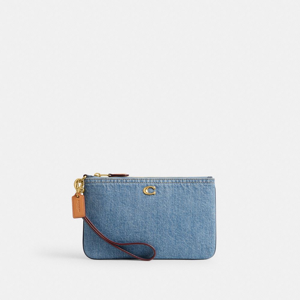 COACH®,SMALL WRISTLET,Brass/Indigo,Front View image number 0