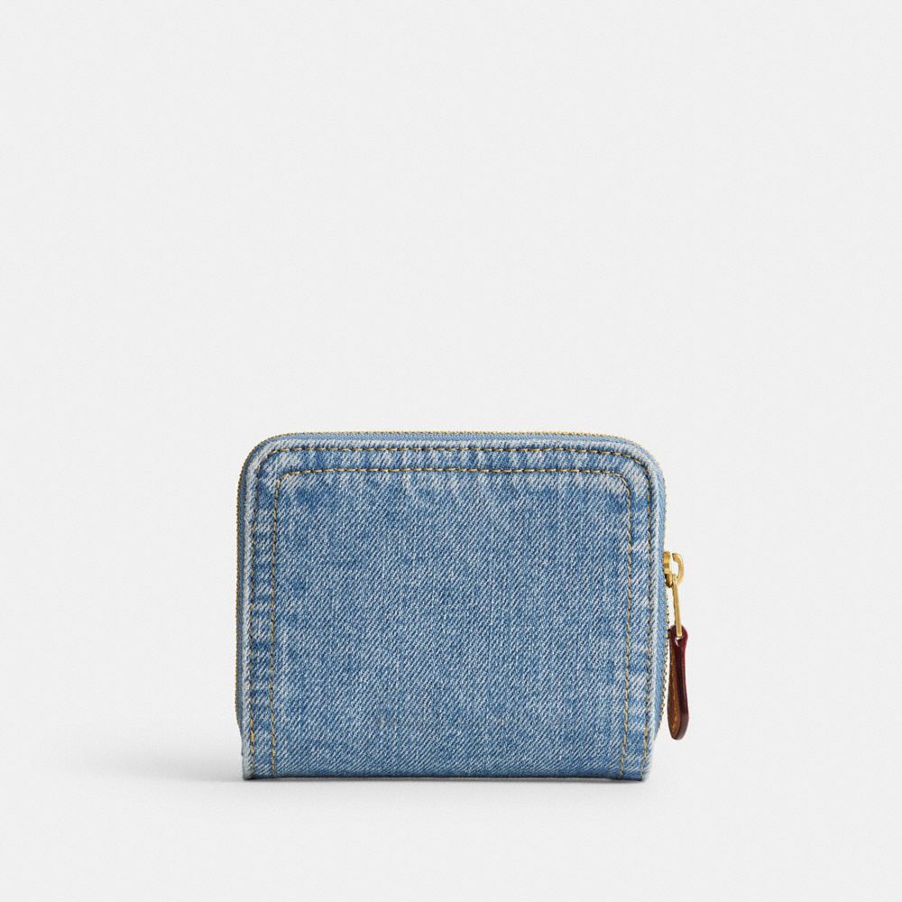 COACH®,BILLFOLD WALLET,Denim,Brass/Indigo,Back View