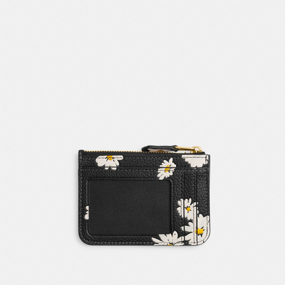 COACH®,ÉTUI POUR PIÈCE D’IDENTITÉ MINI SKINNY AVEC IMPRIMÉ FLORAL,Laiton/Noir multi,Back View