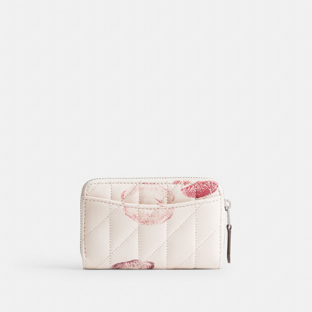 COACH®,Essential Small Zip Around Card Case With Quilting And Lip Print,,Back View