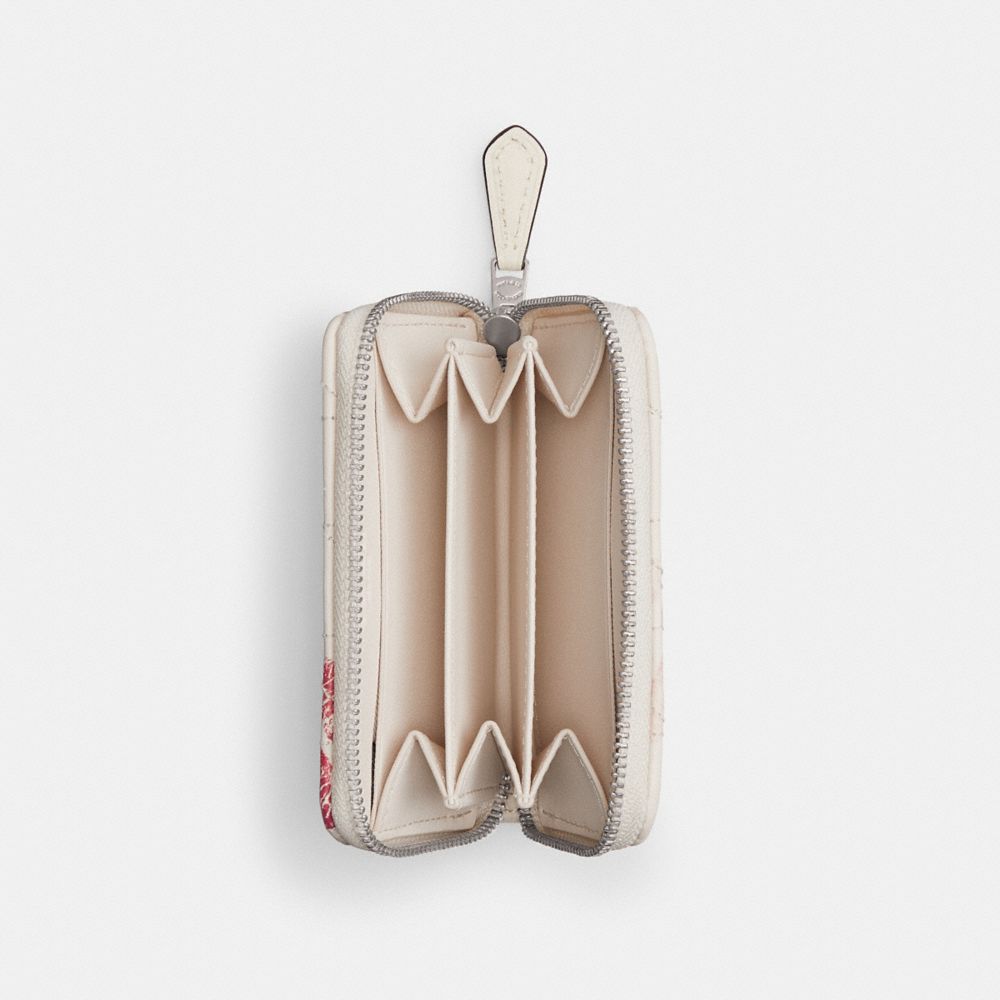 COACH®,Essential Small Zip Around Card Case With Quilting And Lip Print,,Inside View,Top View