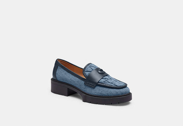 COACH®,LEAH LOAFER WITH QUILTING,Indigo Denim,Front View image number 0