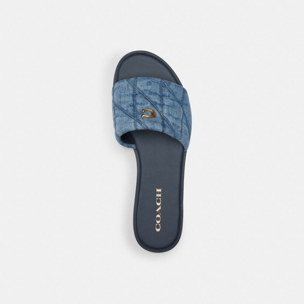 COACH®,HOLLY SANDAL WITH QUILTING,Denim,Indigo Denim,Inside View,Top View