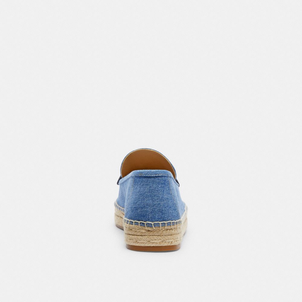 COACH®,Camilla Espadrille,Denim,Leather,Rubber,Flats,Espadrilles,Loafer,Logo,Penny Loafer,Color Block,Traction,Casual,,Alternate View