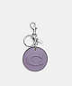 COACH®,MIRROR BAG CHARM WITH SIGNATURE,Leather,Mini,Silver/Light Violet,Front View