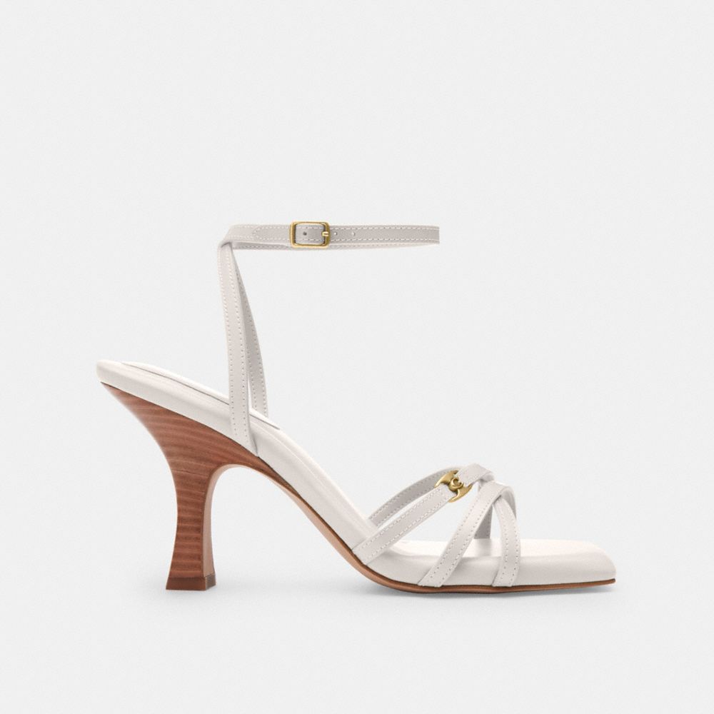 COACH®,KELSEY SANDAL,Leather,Chalk,Angle View