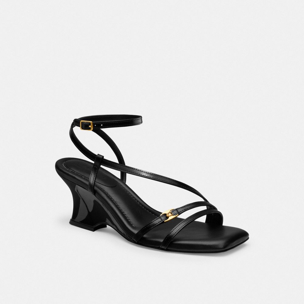 COACH®,CAIT SANDAL,Black,Front View