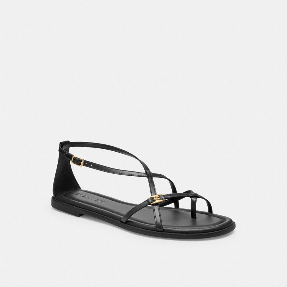 COACH®,JENNI SANDAL,Black,Front View