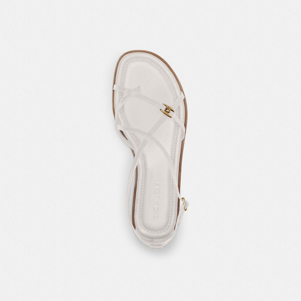 COACH®,Jenni Sandal,Leather,Sandals,Metal,Logo,Padded Insole,Casual,White,Inside View,Top View
