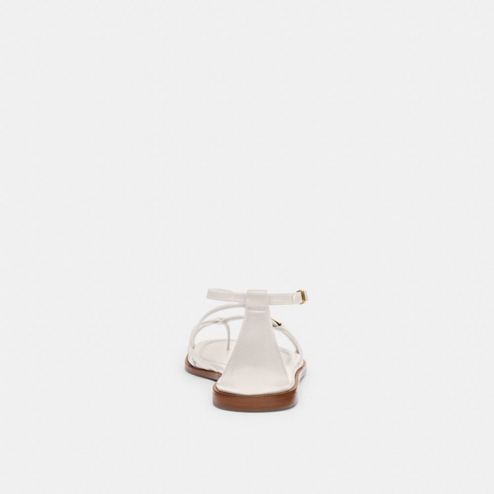 COACH®,Jenni Sandal,Leather,Sandals,Metal,Logo,Padded Insole,Casual,White,Alternate View