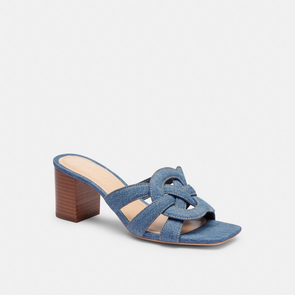 COACH®,NIKKI SANDAL,Denim,Indigo Denim,Front View