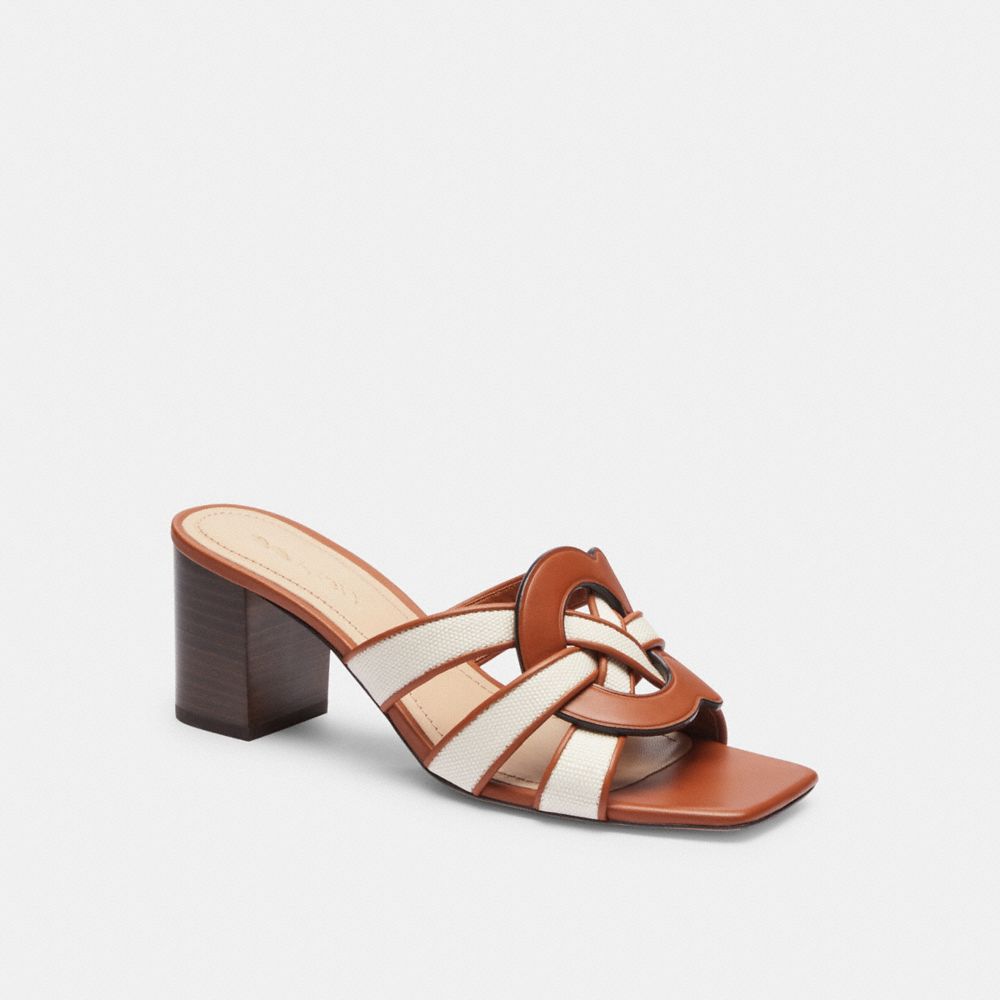 COACH®,NIKKI SANDAL,Chalk Burnished Amber,Front View image number 0