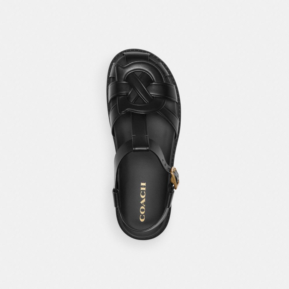 COACH®,BELLA FISHERMAN SANDAL,Black,Inside View,Top View