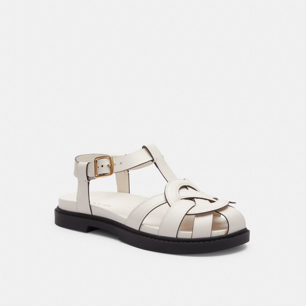 COACH®,BELLA FISHERMAN SANDAL,Chalk,Front View