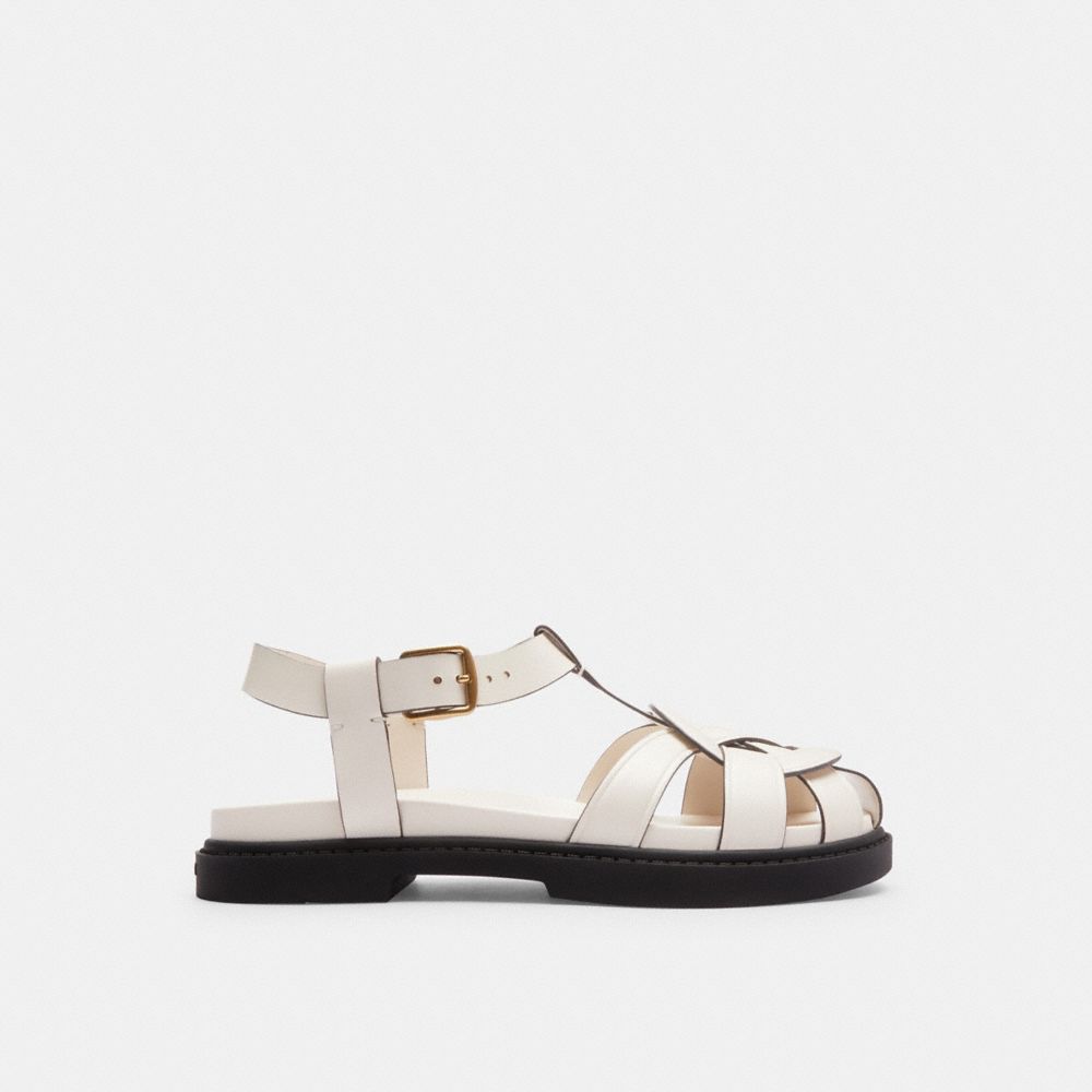 COACH®,BELLA FISHERMAN SANDAL,Chalk,Angle View