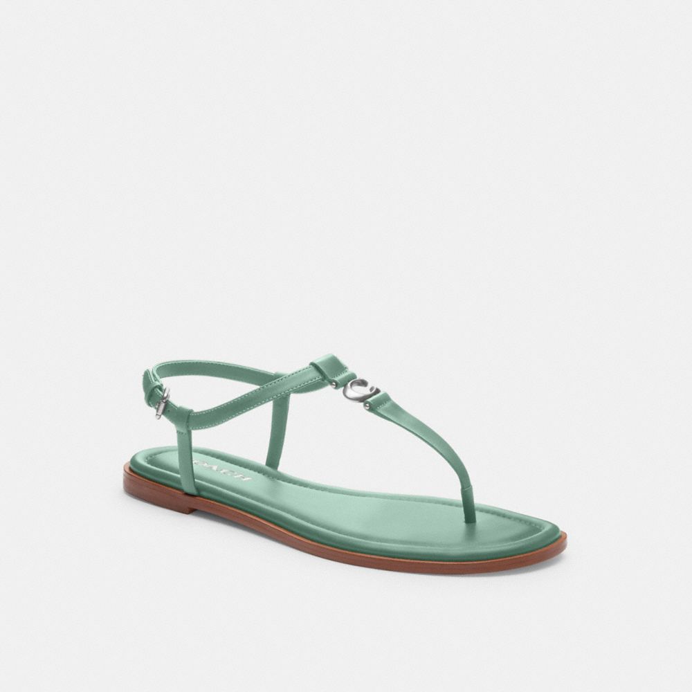 COACH®,JESSICA SANDAL,Leather,Aquamarine,Front View