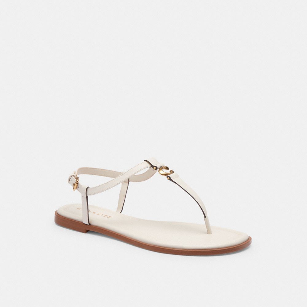 COACH®,JESSICA SANDAL,Leather,Chalk,Front View
