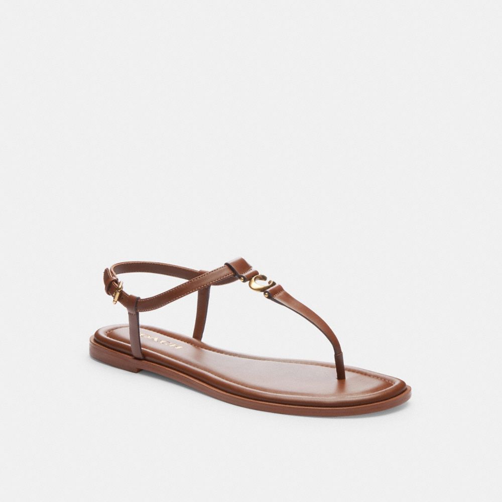 COACH®,JESSICA SANDAL,Saddle,Front View