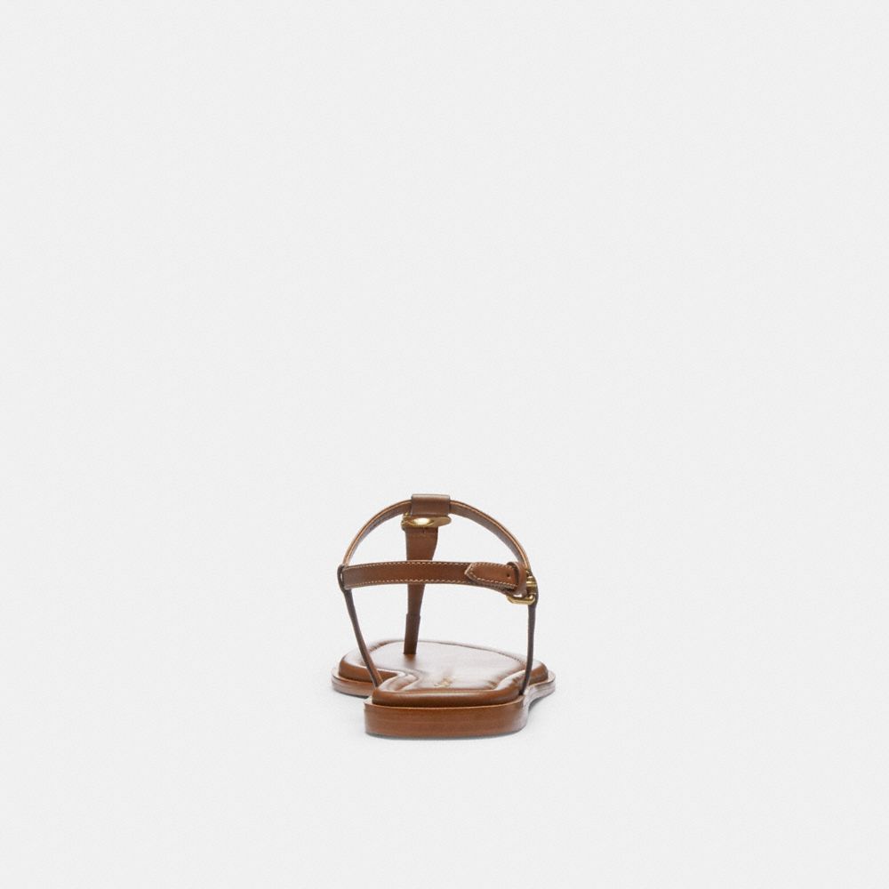 COACH®,Jessica Sandal,Leather,Sandals,Logo,Metal,Padded Insole,Gold Metal,Casual,Brown,Alternate View