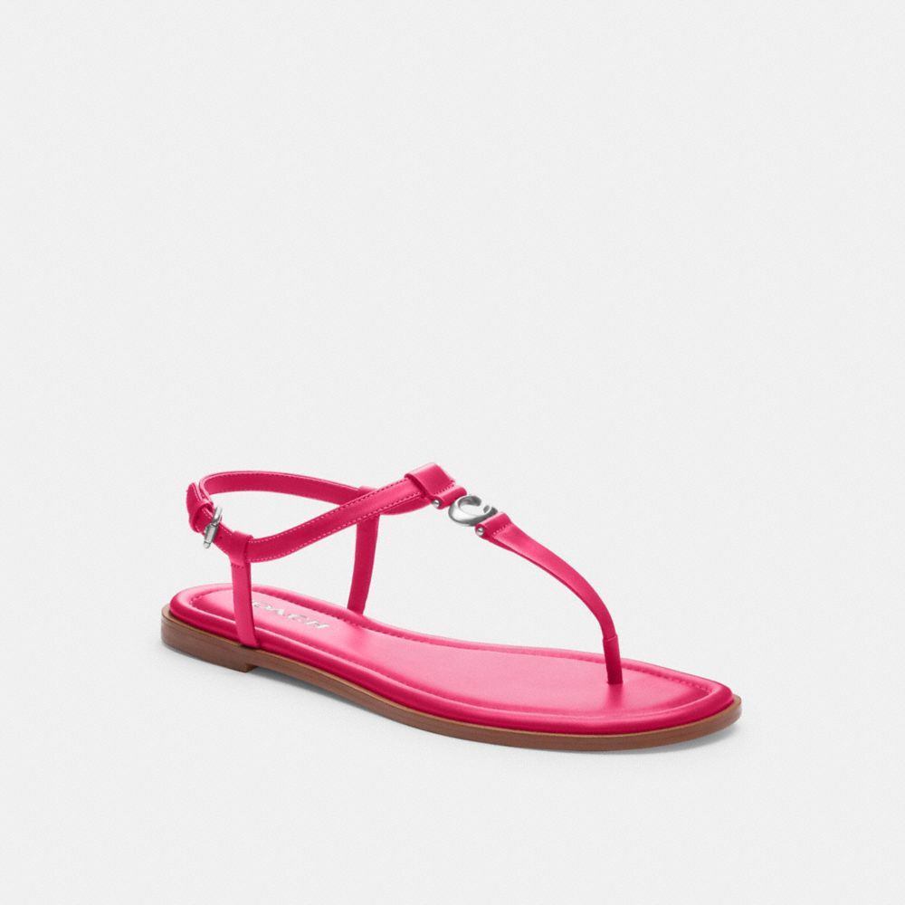COACH®,JESSICA SANDAL,Leather,Dragon Fruit,Front View